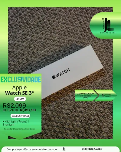 APPLE WATCH SE 3ª, 44MM, LACRADO, LANÇAMENTO!