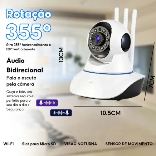 Câmera Robô 3 Antenas Ip Wifi 360º 720p Sistema Yoosee/yyp2p