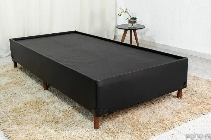 Base Box Solteiro 88cm Suede Preto - Antiacaro e Antialérgico