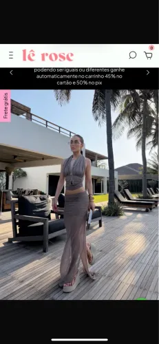 conjunto top e saia le rose 150