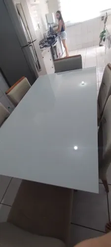 Mesa tampo de vidro 6 lugares
