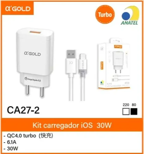 QUEIMA DE ESTOQUE -CARREGADOR IOS e TIPO-C 30W NO ATACADO - MÍN. 40 UNIDADES