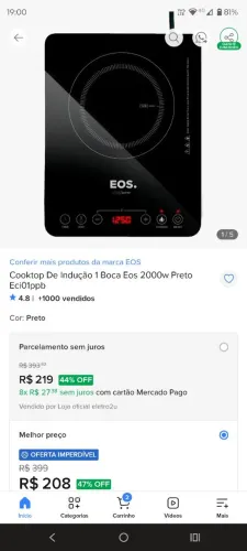 Cooktop de indução 110w