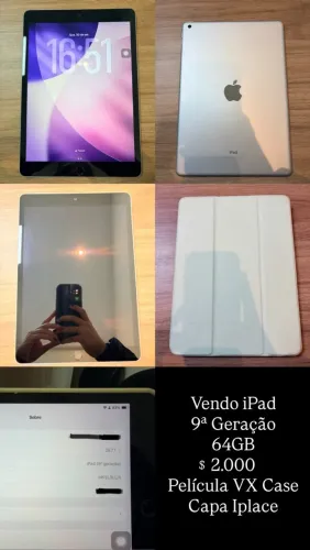 Vendo iPad 9ª Geração 64GB | Película VX Case | Capa Iplace