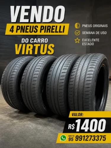 4 pneus Pirelli seminovos do carro virtus