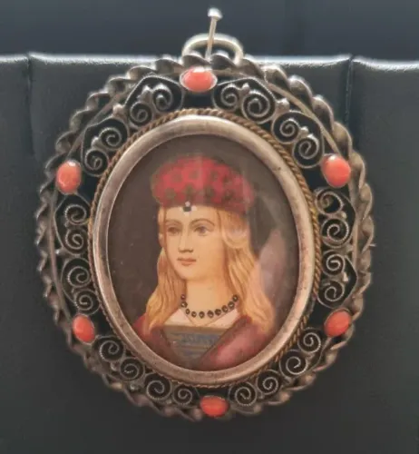 Broche Camafeu Antigo em Prata 800 - Broche/Pingente - Joia de Família