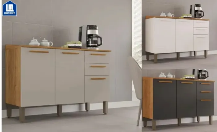 Balcão New Valencia 3 Portas 2 Gavetas - Novo, Direto de Fábrica e Frete Grátis!