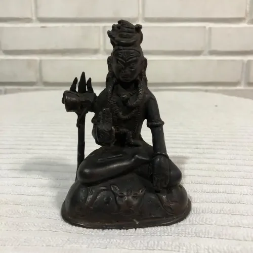 Estátua Shiva Em Bronze Maciço Envelhecido - 14,5cm (Pesada)