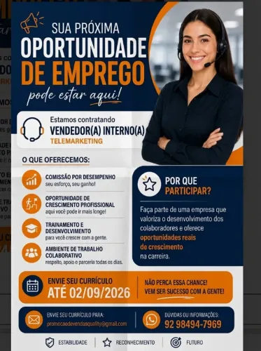 OPORTUNIDADE DE EMPREGO