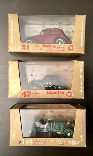 3 Brumm Oro 1/48 Italy r114 Bentley, Fiat r31 Berlina, r47 Topolino