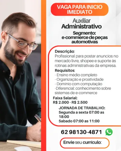 ASSISTENTE ADMINISTRATIVO E-COMMERCE MERCADO LIVRE (DAMOS TREINAMENTO)