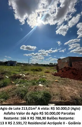 Leia a descrição: Agio de Lote 213,01m² (Asfalto) Residencial Acrópole II