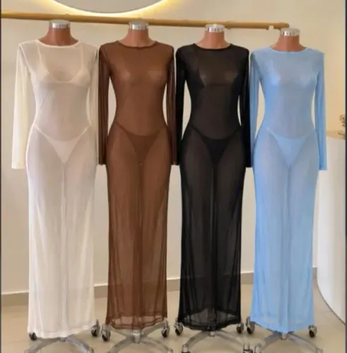 Vestido longo transparente
