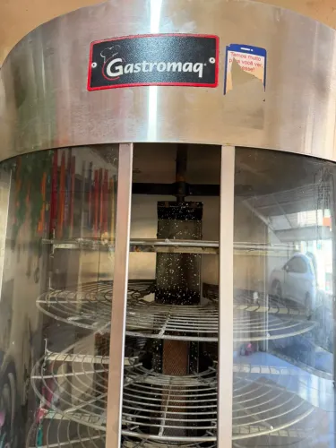 Churrasqueira a gás aquecedor central para frango e carnes assadas