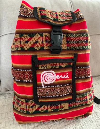 Mochila Artesanal Peruana Peru - Estampa Andina Tradicional | Excelente Estado