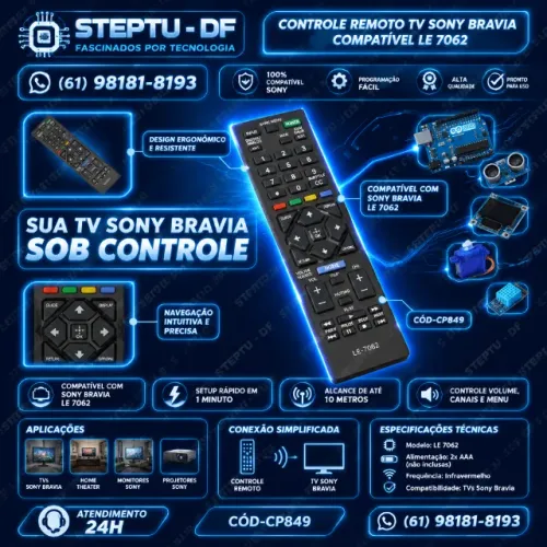 Controle Remoto Tv Sony Bravia Compatível Le 7062 Arduino Automação COD-CP849