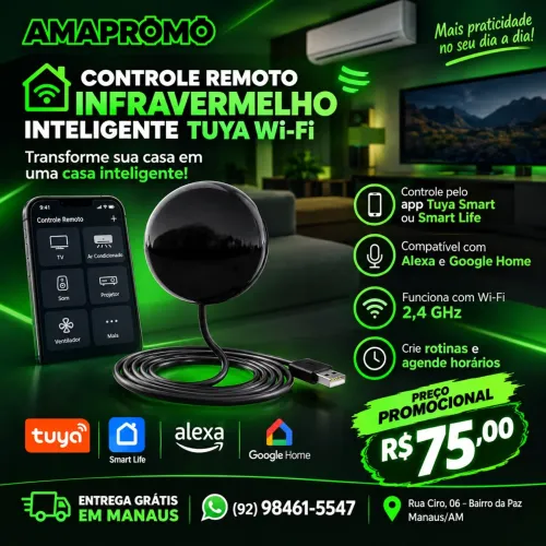 CONTROLE REMOTO INFRAVERMELHO INTELIGENTE TUYA Wi-Fi