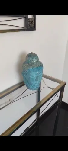 Cabeça de Buda Azul Escultura Decorativa