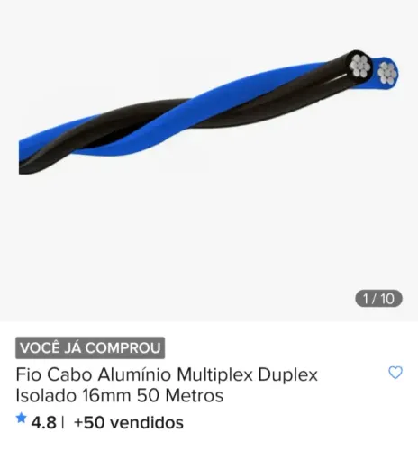 Fio cabo 16mm 50 m