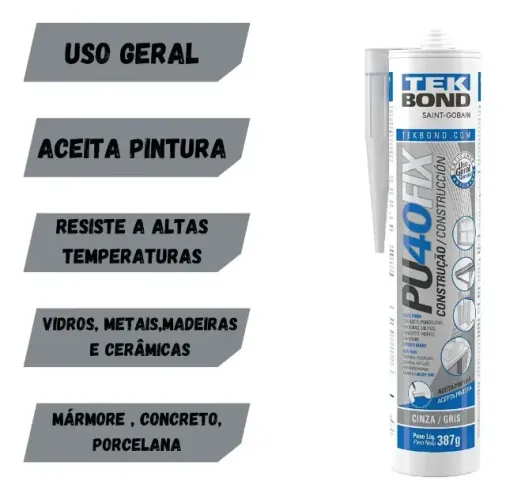 Tekbond Silicone selante Pu40fix cinza 387g