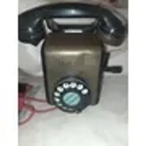 Telefone Siemens antigo,manivela,preto,metal