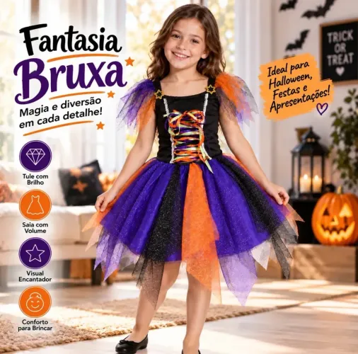 Fantasia para halloween menina 9 a 11 anos