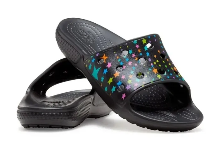 Crocs Star Print Slide K NOVO - 100% Original | Black / Multi No.31, 34