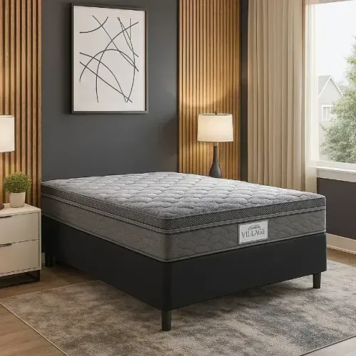 Cama Box Casal D28 Ortopédica - Laterais em Veludo e Tampo Malha