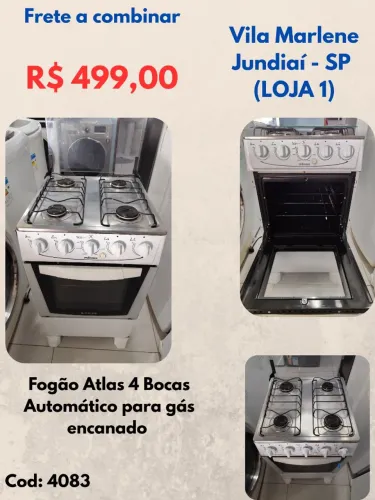 Fogão Atlas 4 Bocas Automático convertido para gás encanado 