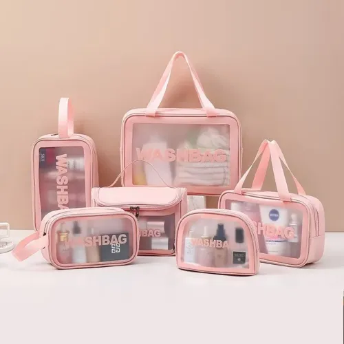 Kit 3 Necessaire Transparente Maquiagem Viagem Feminina