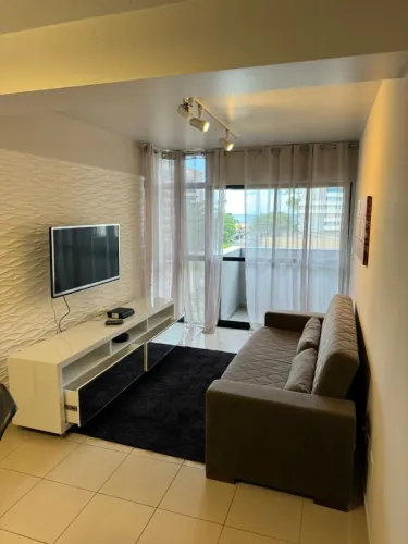 Quarto e Sala - 100% Mobiliado com varanda - Vista Mar