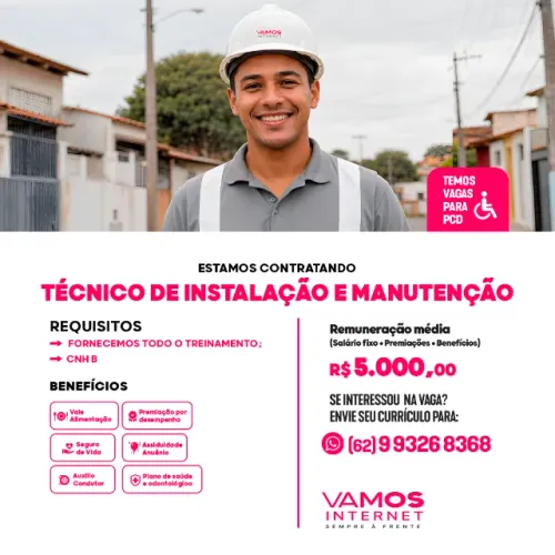 TÉCNICO DE INSTALAÇÃO E MANUTENÇÃO - SENADOR CANEDO - GO