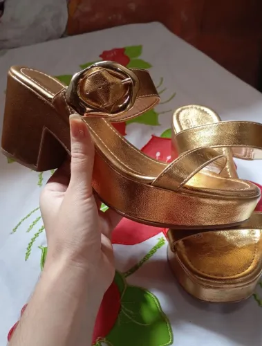 Tamanco Di Valentin Dourado Plataforma N°35