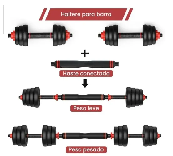 Kit Halteres 6 em 1, peso ajustavel até 40 KG Treino completo sem sair de casa.