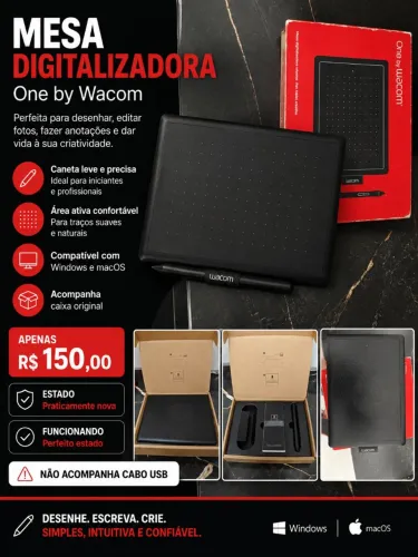Mesa Digitalizadora One by Wacom - R$ 150,00