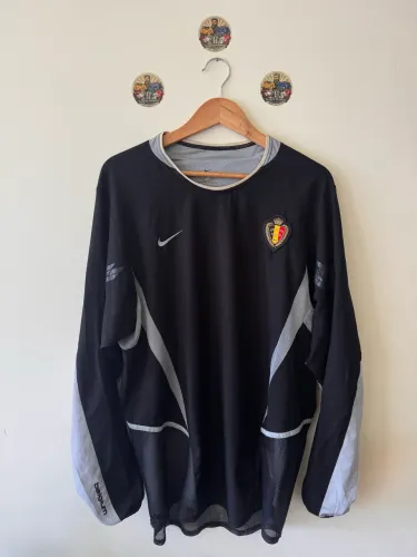 camisa seleção da bélgica 2002 - goleiro - manga longa/tecido duplo - mande in uk