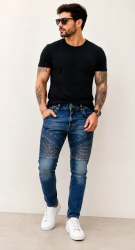 calça jeans zara man biker skinny 42