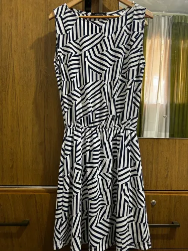 Vestido Azul Escuro e Branco Patrícia Foster GG