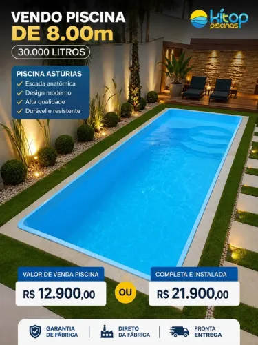 Vendo Piscina de Fibra | 30.000 Litros de 8.00m Direto da Fábrica $ 12.900