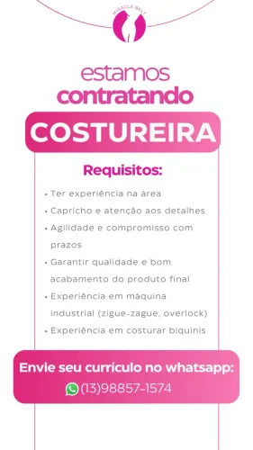 Contrate-se costureira registrada,pagamos bem