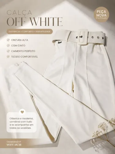 Calça Feminina Off White Premium - Veste 34/36