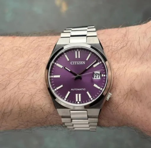 Citizen Tsuyosa unissex roxo 37mm automático NJ0200-50W - Safira frontal e traseiro