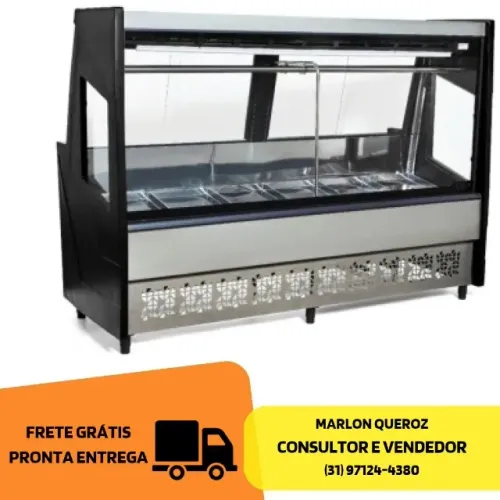 Balcão De Açougue 2M Vidro Reto Preto Polar