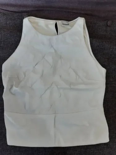 Blusa regata P couro legítimo CGC feminina vintage 