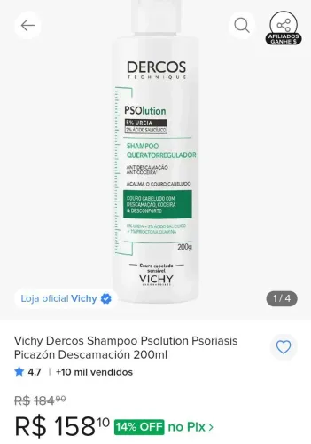 Shampoo Queratorregulador Vichy Dercos PSOlution (200g).