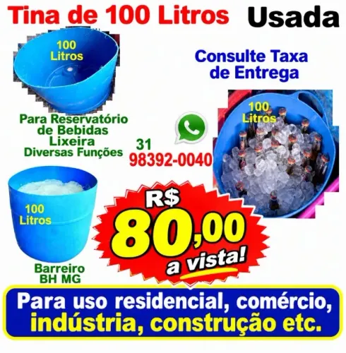 Tina de Plástico Tambor Casa Restaurante Sacolão Lixeira Industria construção auto jardim