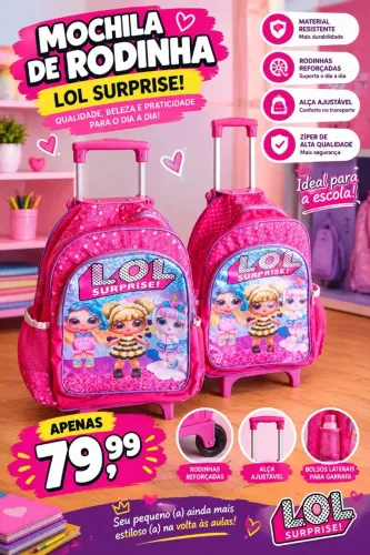 Mochila escola personalizada de rodinha