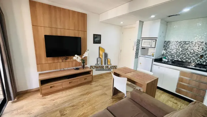 Studio mobiliado de 39 m², 1 dormitório e 1 vaga para locação em Moema, perto do Shopping