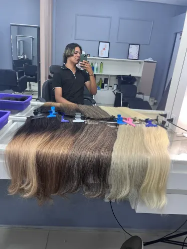 Cabelo 100% humano moreno iluminado 65cm