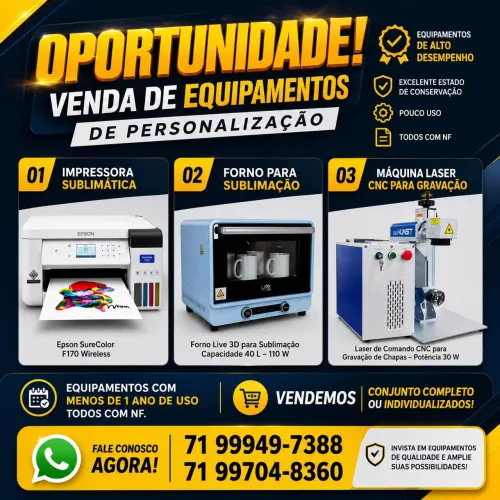 Equipamentos Sublimação e Gravação a Laser